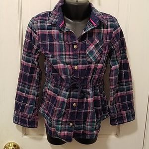 Girls purple Plaid Tunic w/ Drawstring Waist Top S